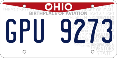 OH license plate GPU9273