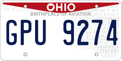 OH license plate GPU9274