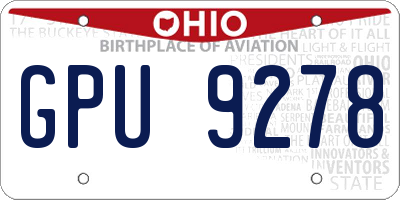 OH license plate GPU9278