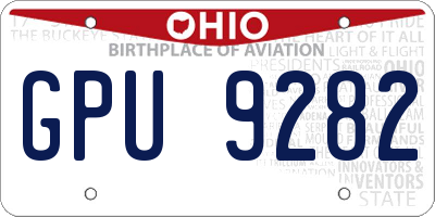 OH license plate GPU9282