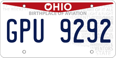 OH license plate GPU9292