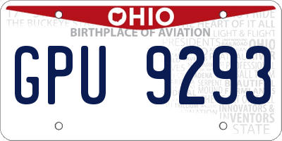 OH license plate GPU9293