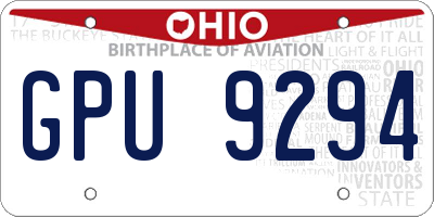 OH license plate GPU9294