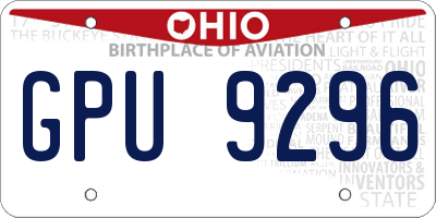 OH license plate GPU9296