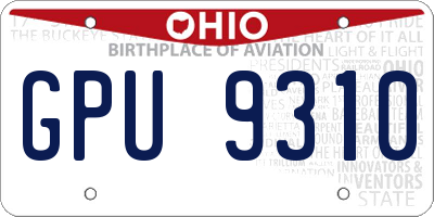 OH license plate GPU9310