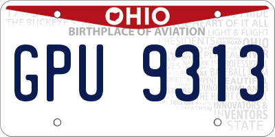 OH license plate GPU9313