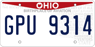 OH license plate GPU9314