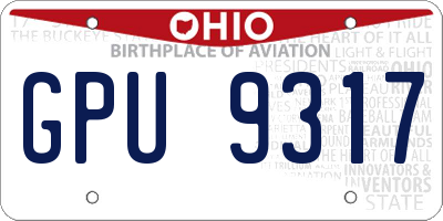 OH license plate GPU9317