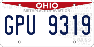 OH license plate GPU9319