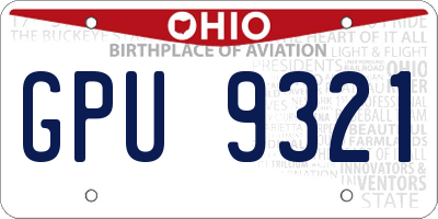 OH license plate GPU9321