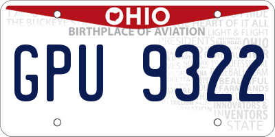 OH license plate GPU9322