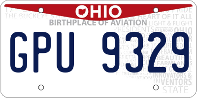 OH license plate GPU9329