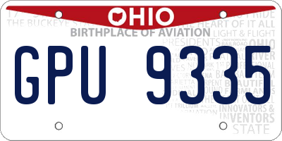 OH license plate GPU9335