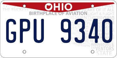OH license plate GPU9340
