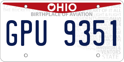 OH license plate GPU9351