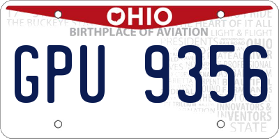 OH license plate GPU9356
