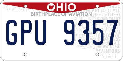 OH license plate GPU9357