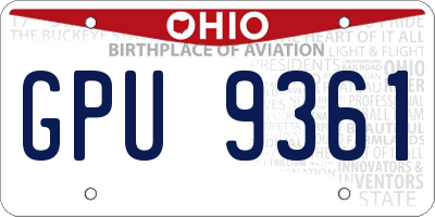 OH license plate GPU9361