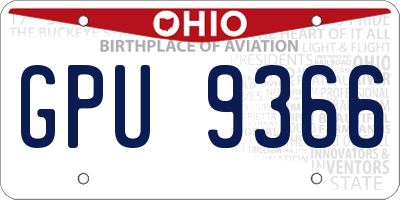 OH license plate GPU9366