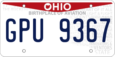 OH license plate GPU9367