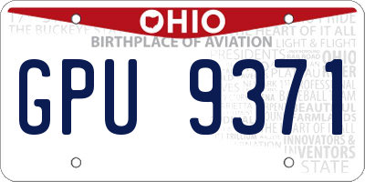 OH license plate GPU9371