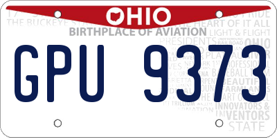 OH license plate GPU9373