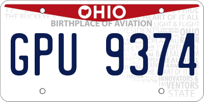 OH license plate GPU9374