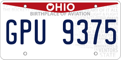 OH license plate GPU9375