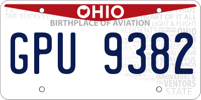 OH license plate GPU9382