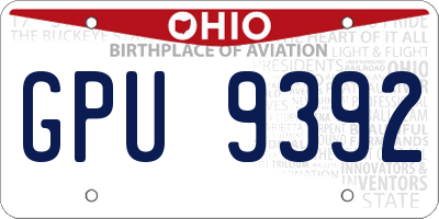 OH license plate GPU9392
