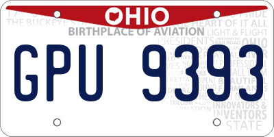 OH license plate GPU9393