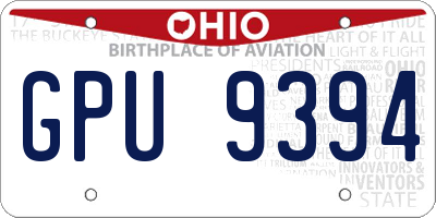 OH license plate GPU9394