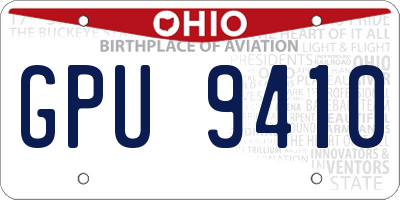 OH license plate GPU9410