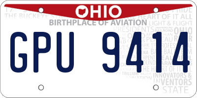 OH license plate GPU9414