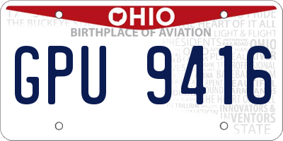 OH license plate GPU9416