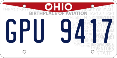 OH license plate GPU9417