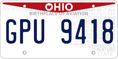 OH license plate GPU9418