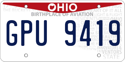 OH license plate GPU9419