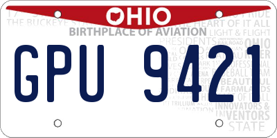OH license plate GPU9421