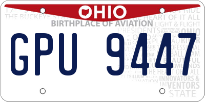 OH license plate GPU9447