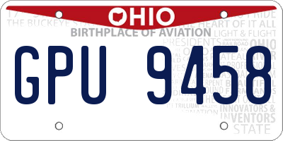 OH license plate GPU9458