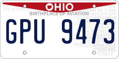 OH license plate GPU9473