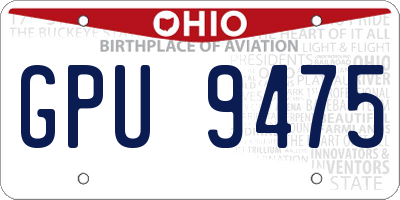 OH license plate GPU9475
