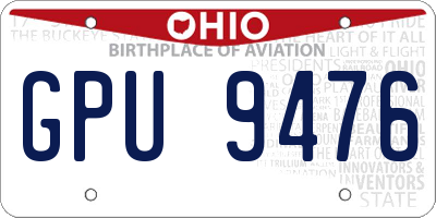 OH license plate GPU9476