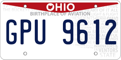 OH license plate GPU9612