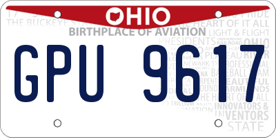 OH license plate GPU9617