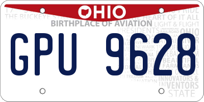 OH license plate GPU9628
