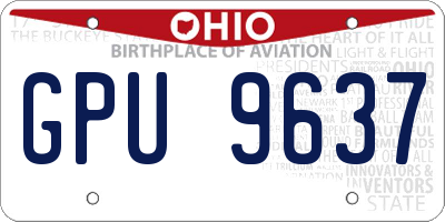 OH license plate GPU9637