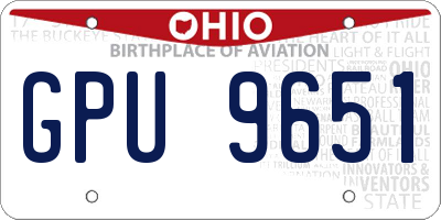 OH license plate GPU9651