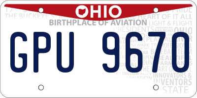 OH license plate GPU9670